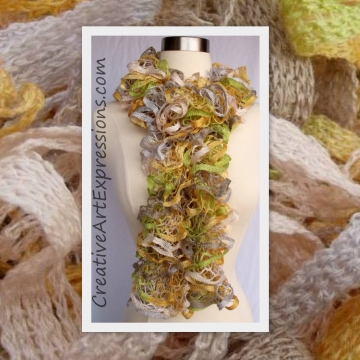 Creative Art Expressions Hand Knitted April Showers Ruffle Scarf Creative Art Expressions Hand Knitted April Showers Ruffle Scarf
