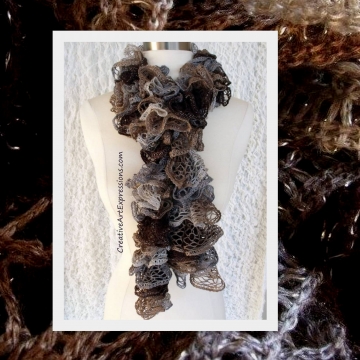 Creative Art Expressions Hand Knitted Waltz Ruffle Scarf Creative Art Expressions Hand Knitted Waltz Ruffle Scarf