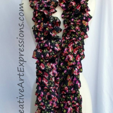 Scarf Knitted Moulin Rouge Fabric Lined Ruffle Scarf Knitted Moulin Rouge Fabric Lined Ruffle