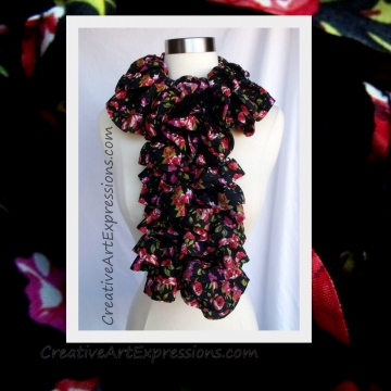 Scarf Knitted Moulin Rouge Fabric Lined Ruffle Scarf Knitted Moulin Rouge Fabric Lined Ruffle