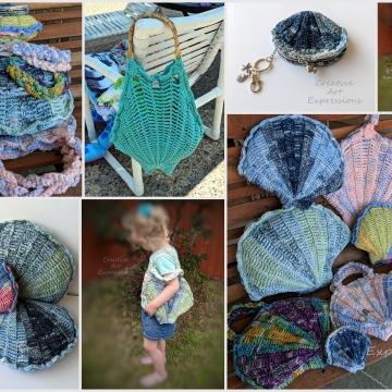 Seashell Purse, Pillow, Beach Bag & Coin Purse Crochet Pattern Collection, PDF Downloadable Pattern, Video Tutorials, Crochet Pattern, Mermaid Crochet, Ocean Crochet