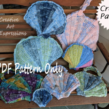 Seashell Purse, Pillow, Beach Bag & Coin Purse Crochet Pattern Collection, PDF Downloadable Pattern, Video Tutorials, Crochet Pattern, Mermaid Crochet, Ocean Crochet