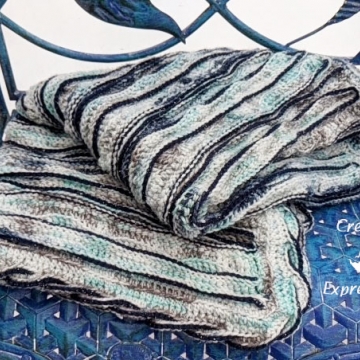 Crocheted Baby Blanket, Seafoam Whispers Sea Breeze Aqua, White, Brown, Blue Baby Blanket Crib Size or Lap Blanket, Mermaid Crochet, Ocean Blanket, Coastal Crochet, 34" x 54", Baby Room Decor, Waves Baby Blanket, Baby Shower Gift, Unique