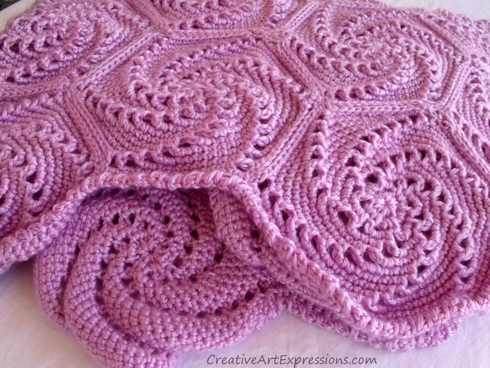 Creative Art Expressions Hand Crocheted Lilac Pinwheel Baby Blanket
