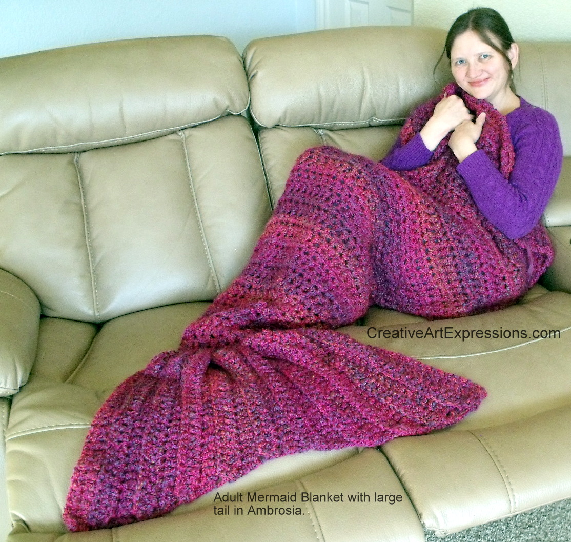 Creative Art Expressions Hand Crocheted Adult Ambrosia Mermaid Blanket