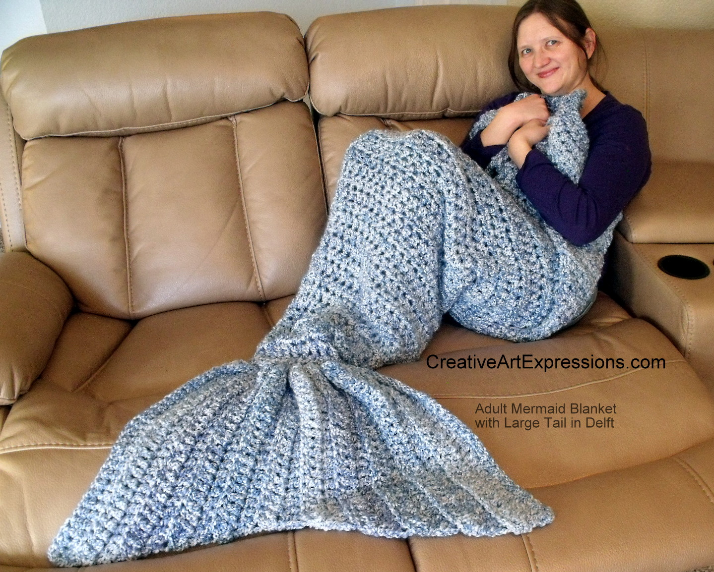Creative Art Expressions Hand Crocheted Delft Adult Mermaid Blanket
