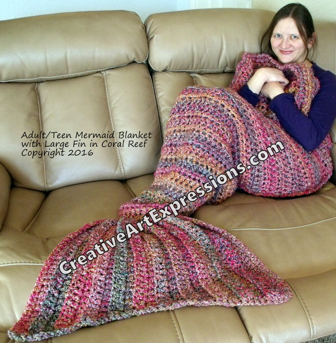 Hand Crocheted Adult or Teen Coral Reef Mermaid Blanket