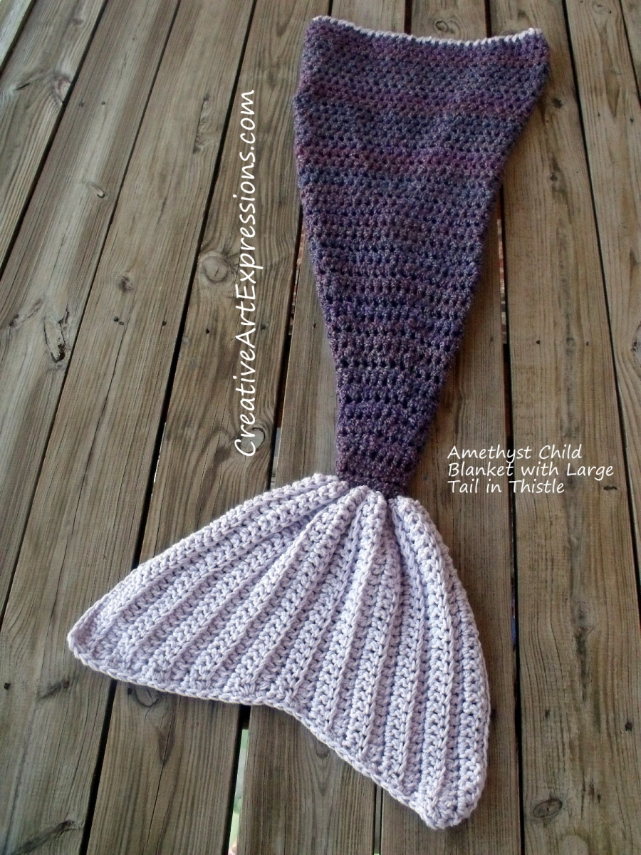 Hand Crocheted Amethyst Child Mermaid Blanket