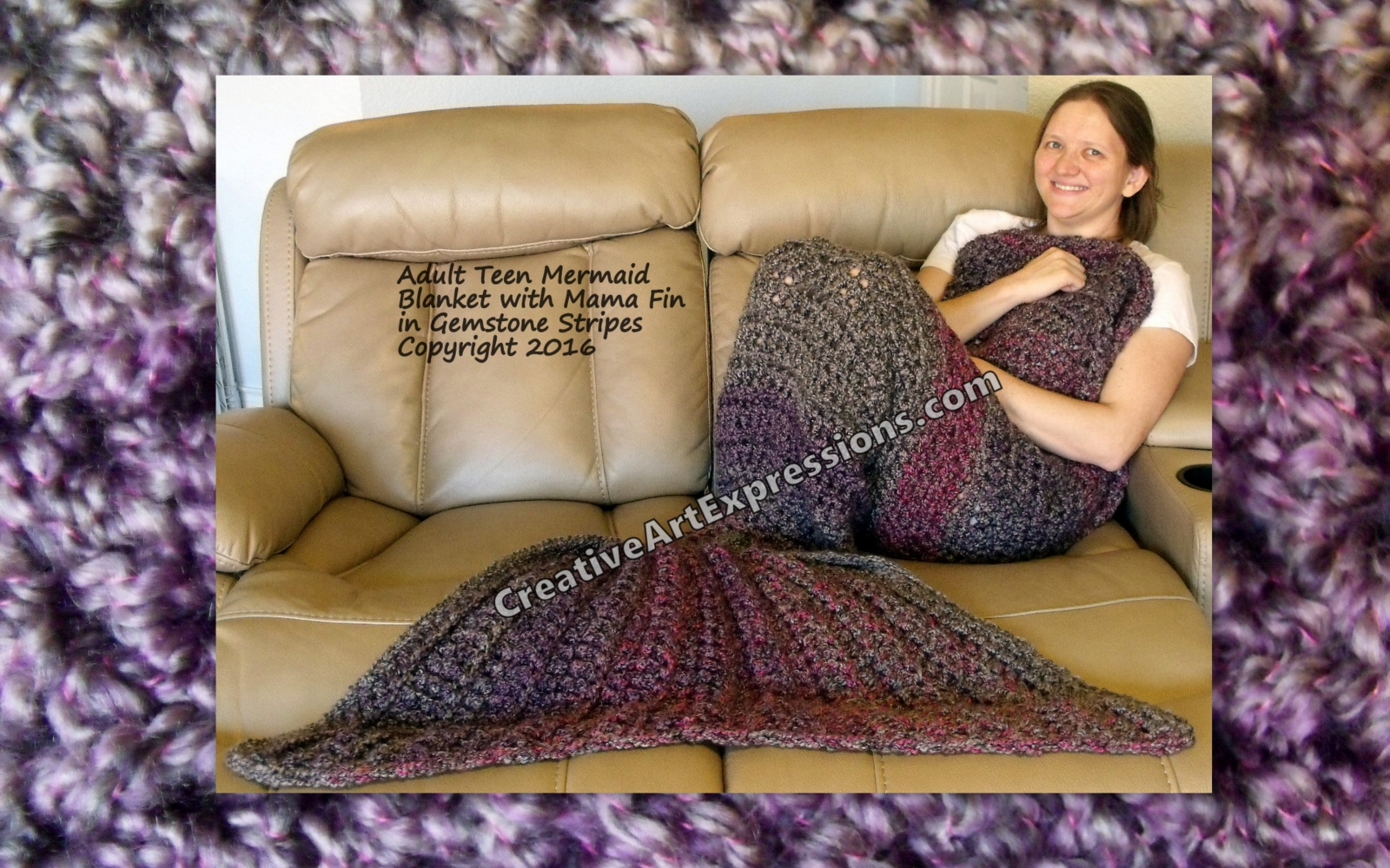 Mermaid Blanket Adult Teen Mama Fin in Gemstone Stripes