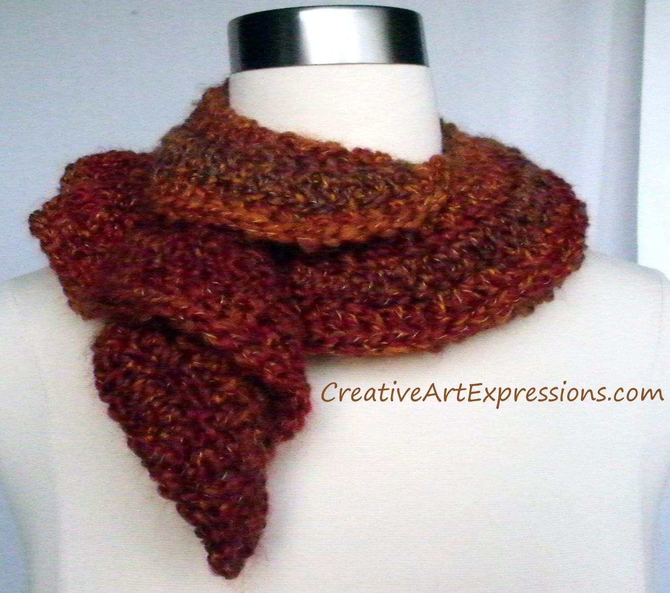 Creative Art Expressions Hand Crocheted Autumn Wavy Scarf