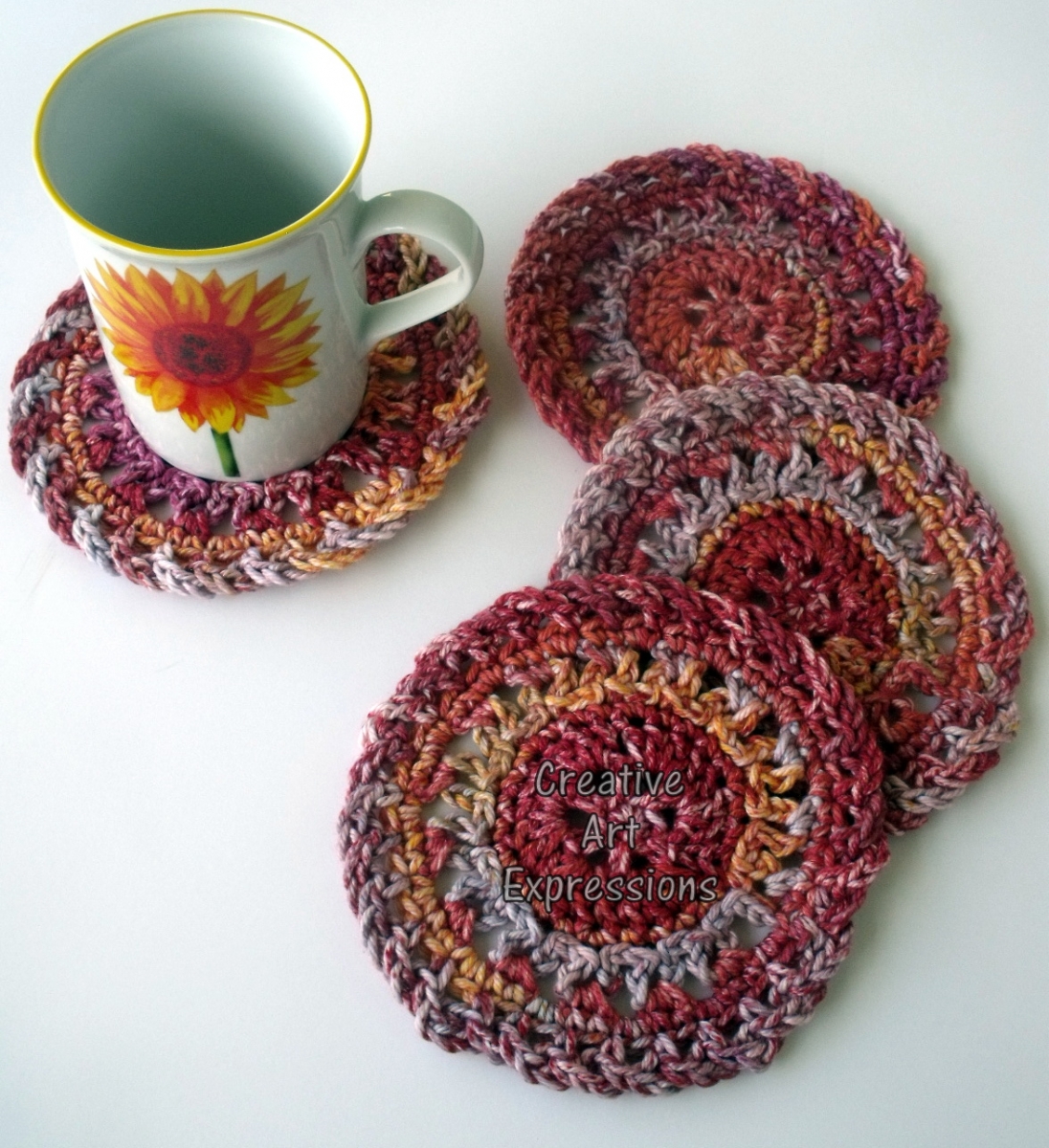 Harvest Crocheted Cotton Round Coasters