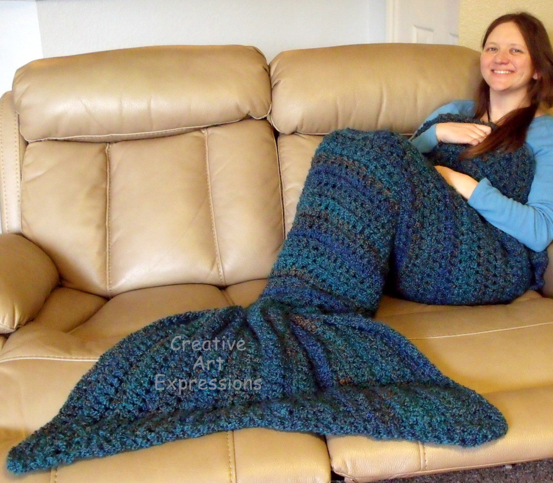 Blue Mermaid Blanket Adult Teen Mama Fin
