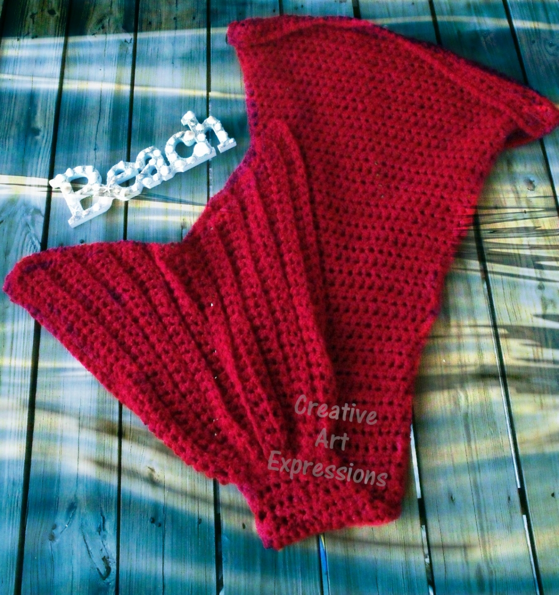 Red Mermaid Blanket Adult Teen Mama Fin in Candy Apple