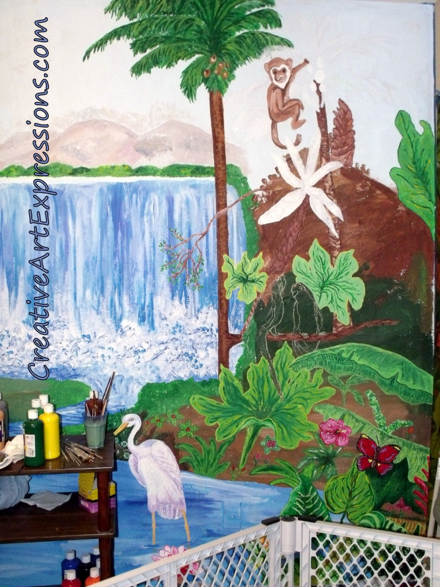 Creative Art Expressions Hand Painted Rain Forest Mural