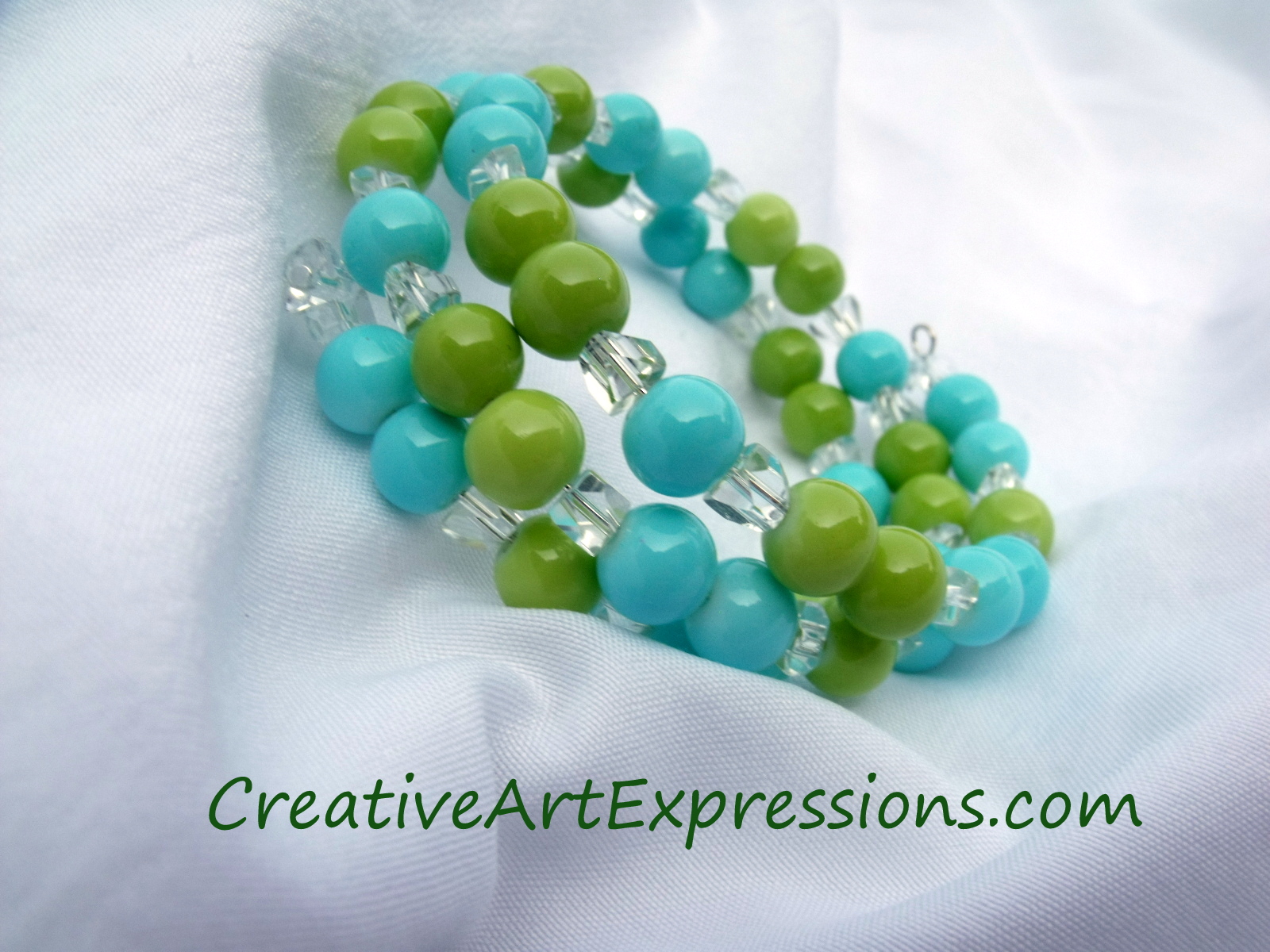 Creative Art Expressions Handmade Blue & Green Neon Bracelet