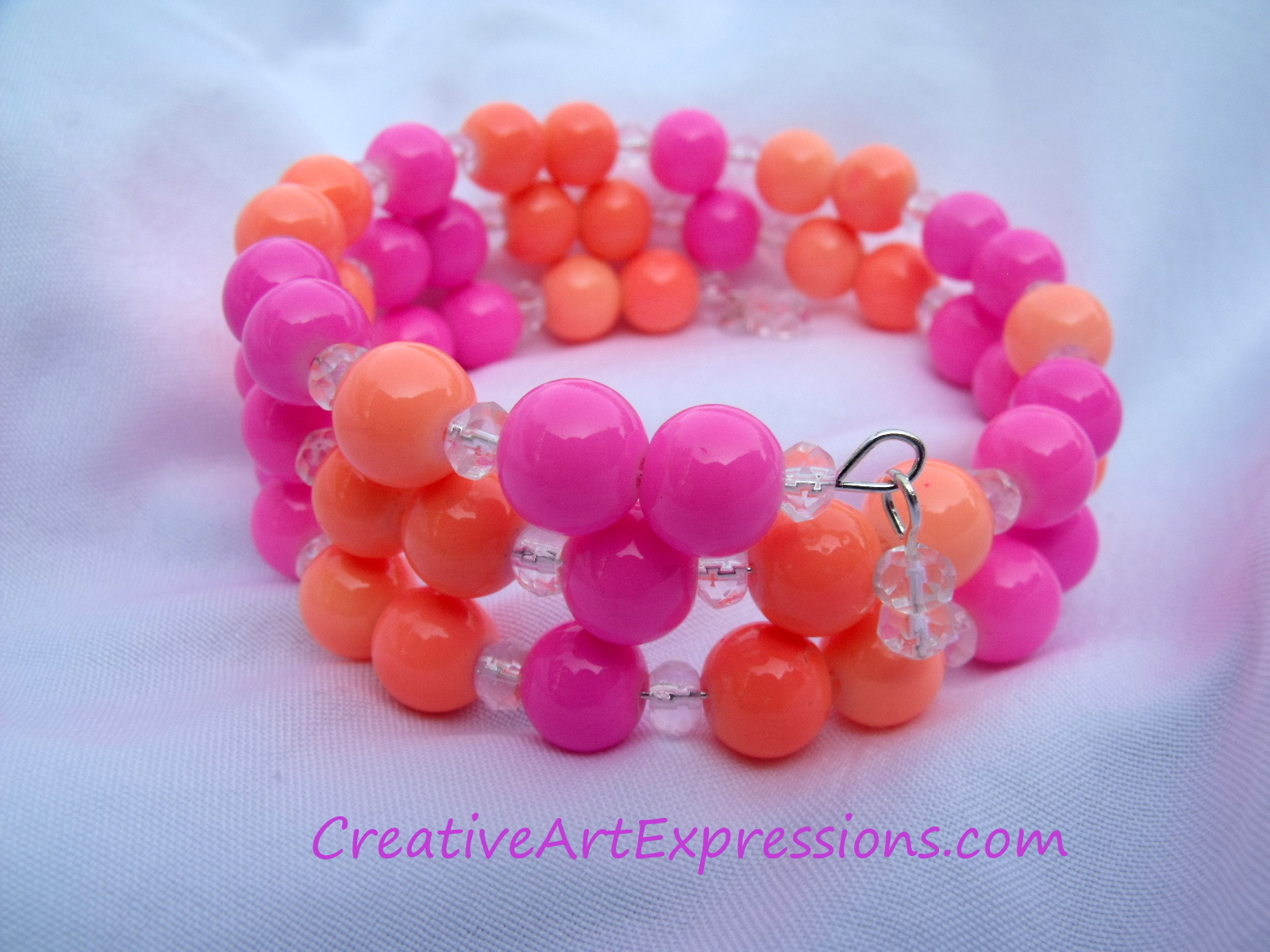 Creative Art Expressions Handmade Pink & Orange Neon Bracelet