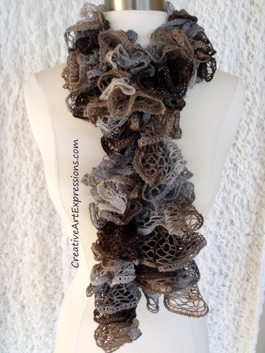 Creative Art Expressions Hand Knitted Waltz Ruffle Scarf 