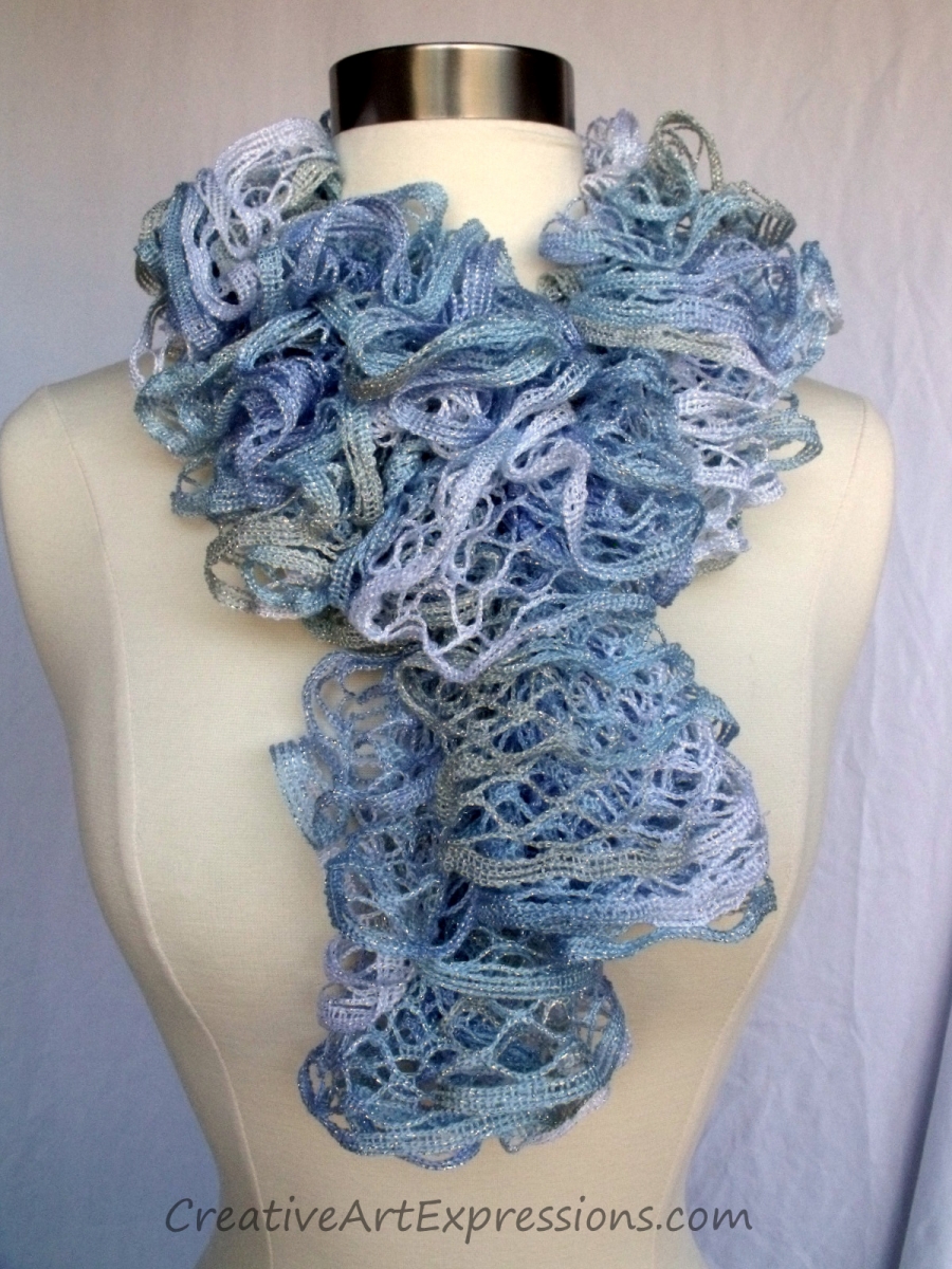 Creative Art Expressions Hand Knit Winter Wonderland Ruffle Scarf
