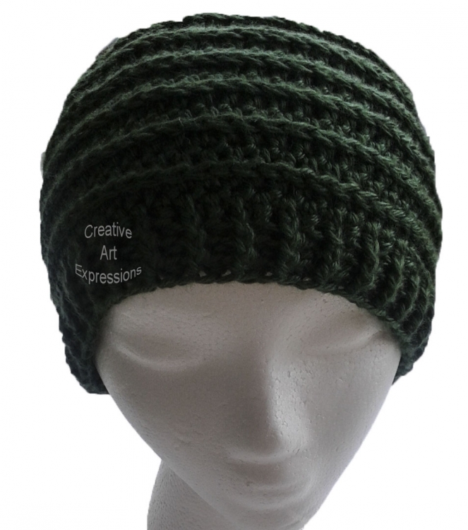 Green Messy Bun Hat Beanie, Pony Tail Hat, Crocheted Adult ...