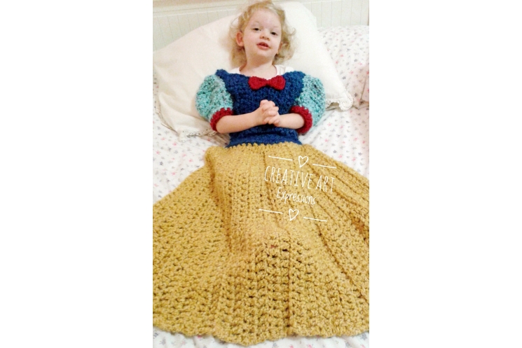 Fair Princess Dress Blanket in Golden Thick Soft Yarn