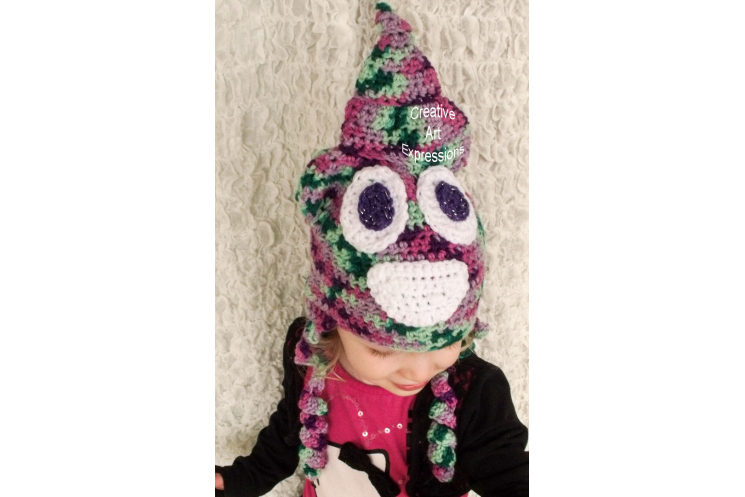 Unicorn Poop Toddler Hat Crocheted Pink Green Purple Mint