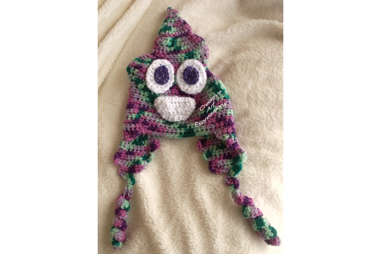 Unicorn Poop Toddler Hat Crocheted Pink Green Purple Mint