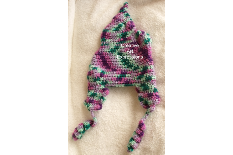 Back of Unicorn Poop Toddler Hat Crocheted Pink Green Purple Mint