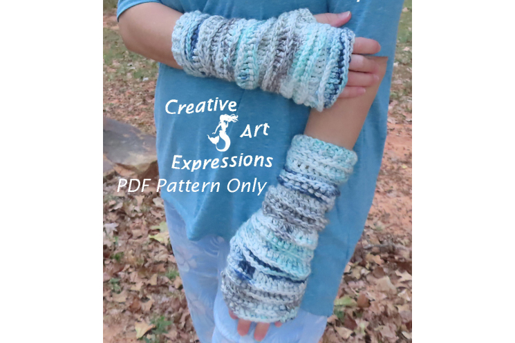 Sea Breeze Fingerless Gloves Adult Teen in Cypress Landing Regular Length