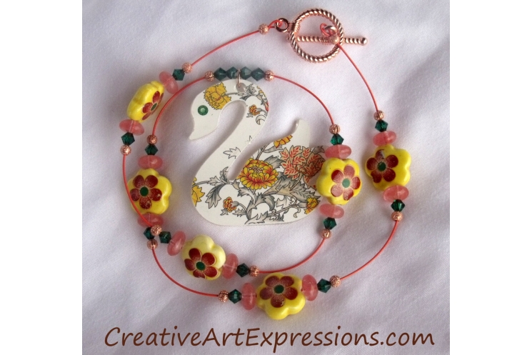 Creative Art Expressions Handmade Summer Swan Necklace