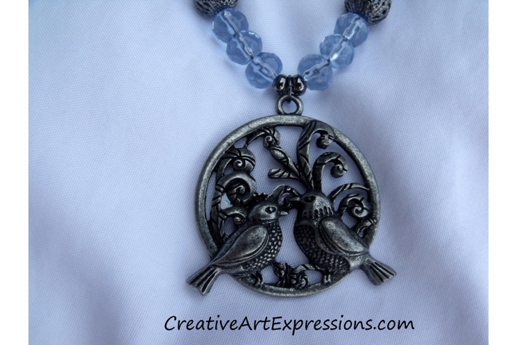 Handmade Blue Bird Necklace