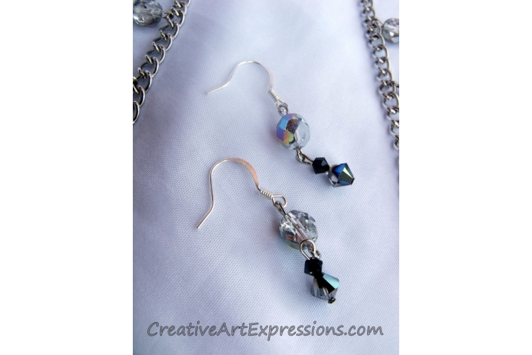 Black & Silver Crystal Necklace & Earring Set Jewelry Design