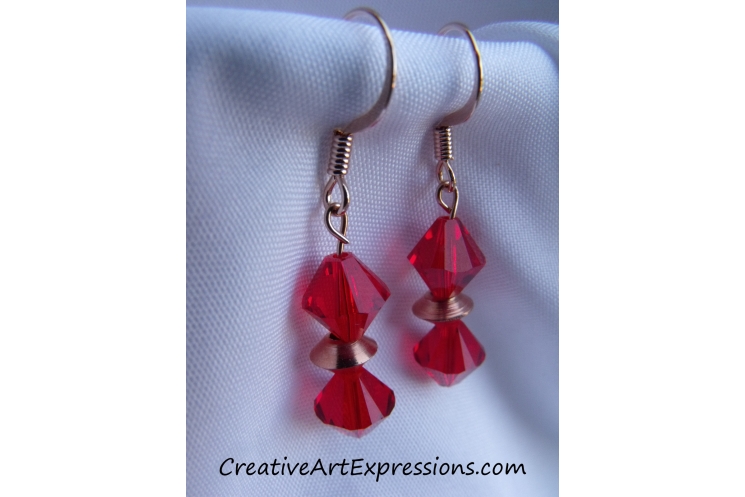 Creative Art Expressions Handmade Red & Antique Copper Necklace & Earring Set Je