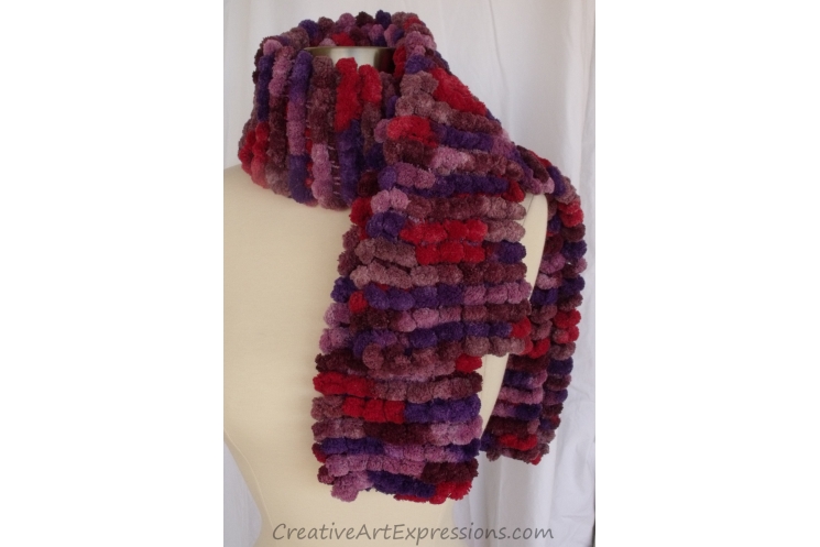 Creative Art Expressions Hand Knitted Pom Pom Scarf