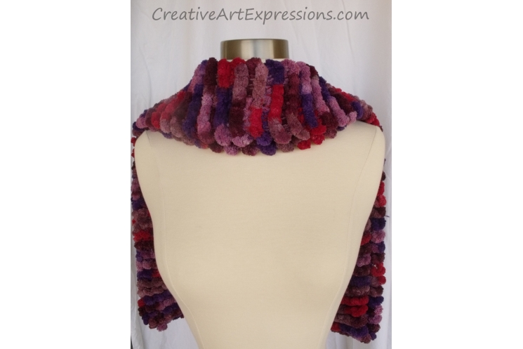 Creative Art Expressions Hand Knitted Pom Pom Scarf