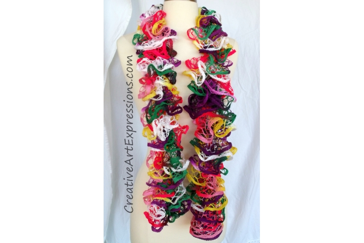 Creative Art Expressions Hand Knitted Parrot Ruffle Scarf
