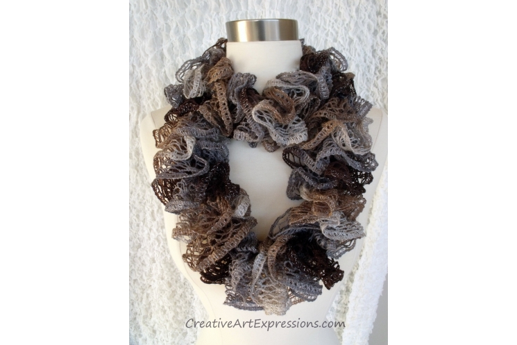 Creative Art Expressions Hand Knitted Waltz Ruffle Scarf