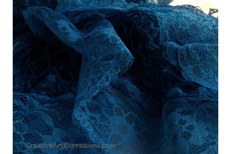 Creative Art Expressions Hand Knit Turquoise Lace Ruffle Scarf