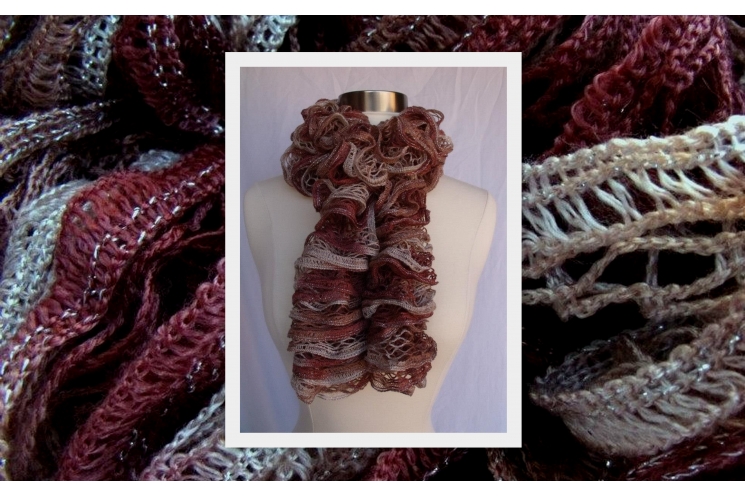 Hand Knit Russet Ruffle Scarf