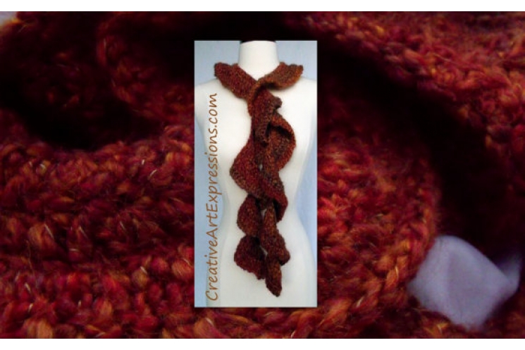 Crocheted Autumn Wavy Scarf