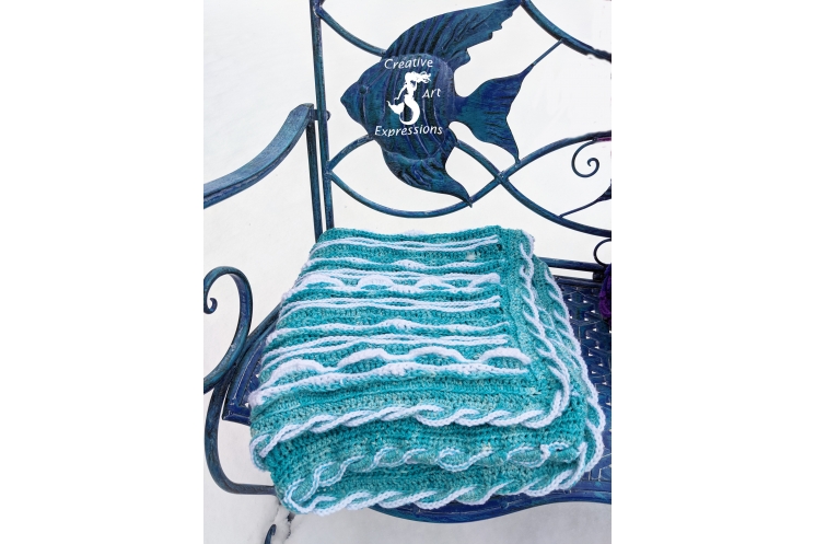 Sea Breeze Baby Blanket in Aqua with White Caps