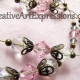 Creative Art Expressions Handmade Pink & Gold Crystal Flower Necklace Jewelry Creative Art Expressions Handmade Pink & Gold Crystal Flower Necklace Jewelry