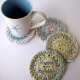 Pink Blue Yellow & Green Crocheted Coasters