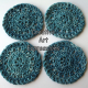 Set of 4 crocheted teal cotton coasters