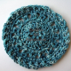Set of 4 crocheted teal cotton coasters