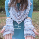 Sea Breeze Infinity Scarf & Long Fingerless Gloves in Sand Dunes Adult Teen