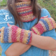Red Blue & Yellow Scarf & Fingerless Glove Set Adult Teen