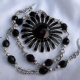 Creative Art Expressions Handmade Black & Silver Zinnia Necklace Jewelry Design