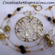 Creative Art Expressions Handmade Gold Black & Crystal Necklace Jewelry Design