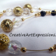 Creative Art Expressions Handmade Gold Black & Crystal Necklace Jewelry Design