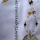 Creative Art Expressions Handmade Gold Black & Crystal Necklace Jewelry Design